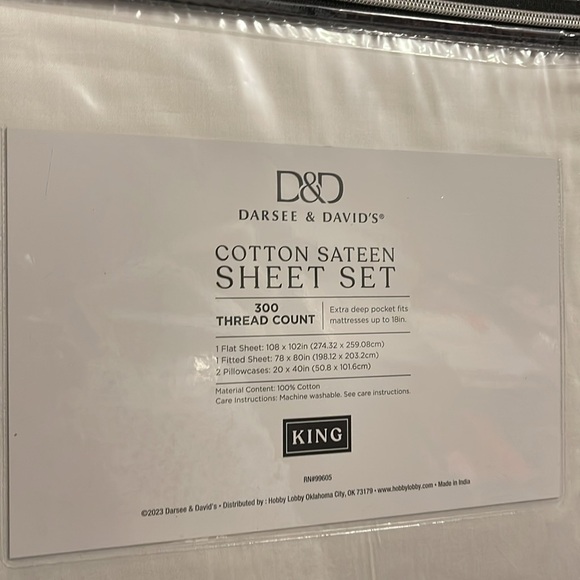 White Cotton Sateen Sheet Set - Picture 3 of 3